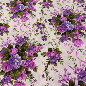 Loneta flores lavanda